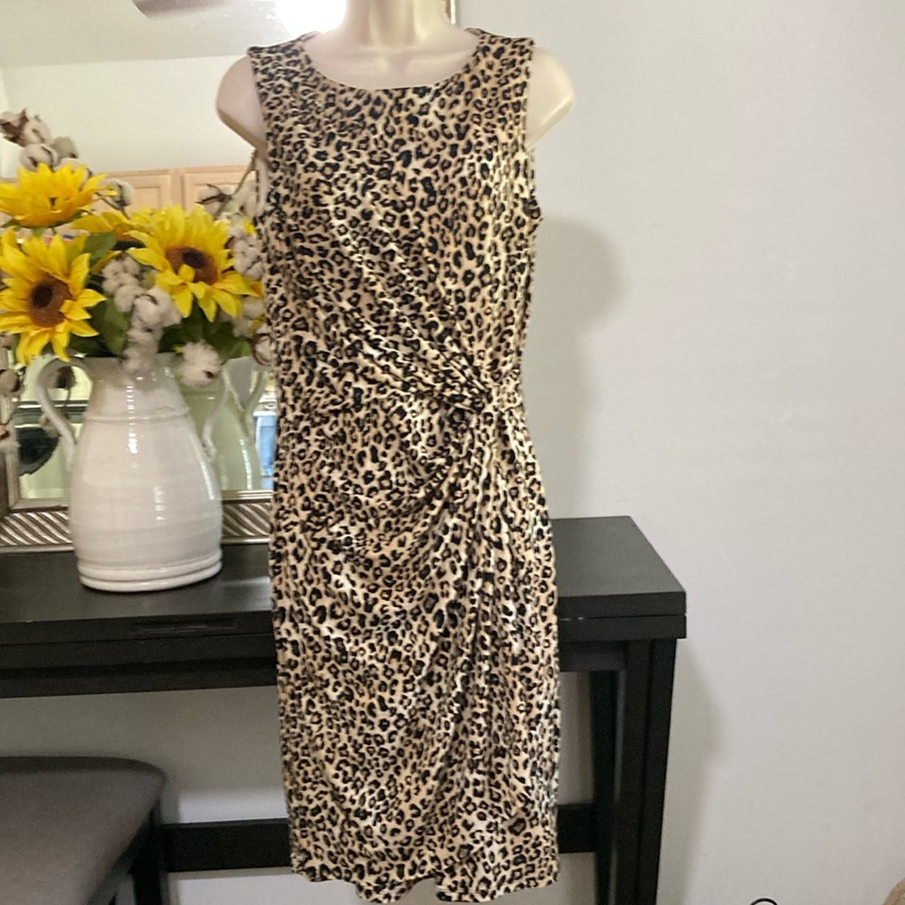Premise Brown and Black Ruched Sheath Midi Dress